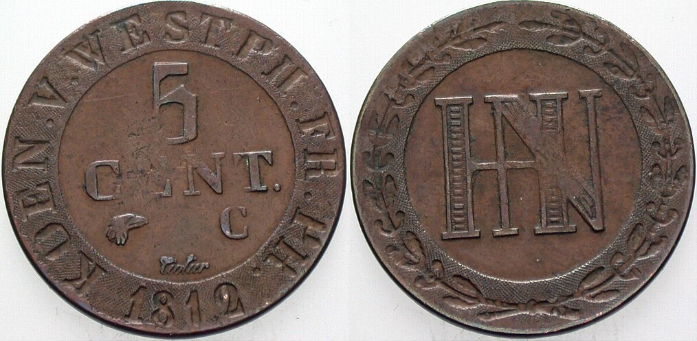 5 Centimes 1812 Jaeger 32 AKS 40 Sehr schön