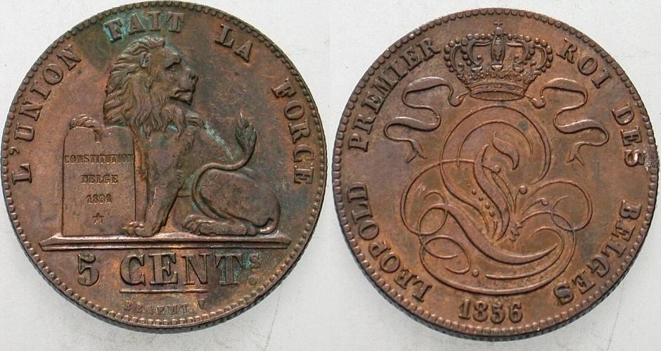 5 Centimes 1856 K.M. 5.1 Fleckiger Belag, fast vorzüglich