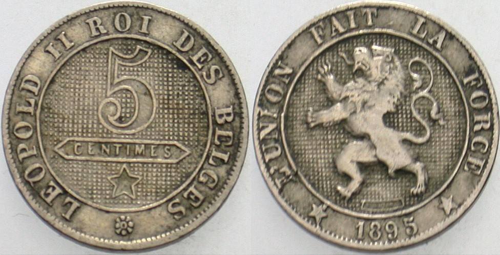 5 Centimes 1895 KM. 40.1 Sehr schön