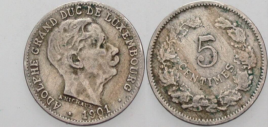5 Centimes 1901 K./M. 24 Sehr schön