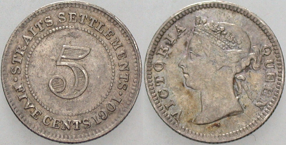 5 Cents 1901 KM. 10 Sehr schön