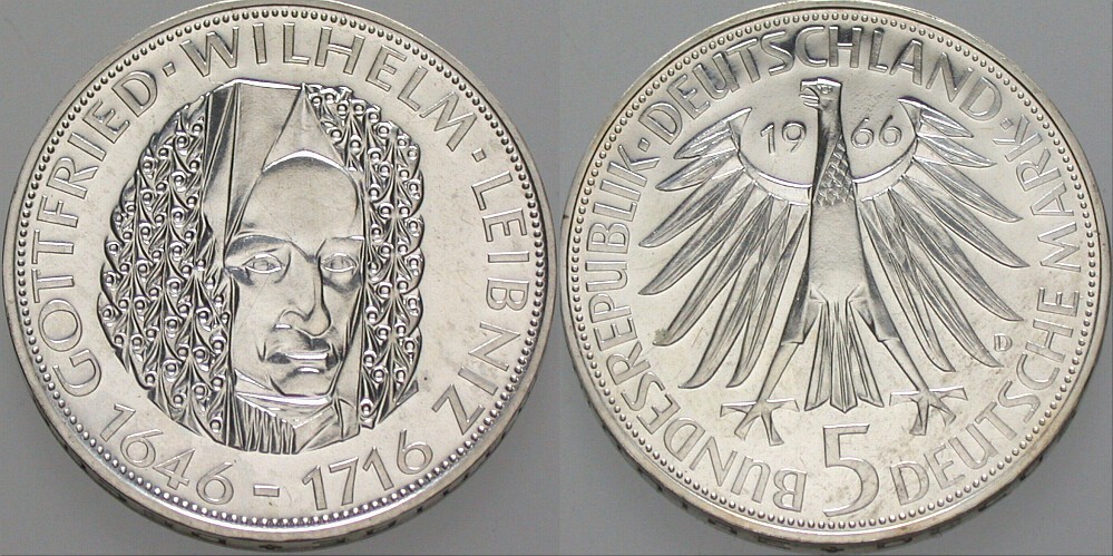 5 Deutsche Mark 1966 J. 394 Polierte Platte
