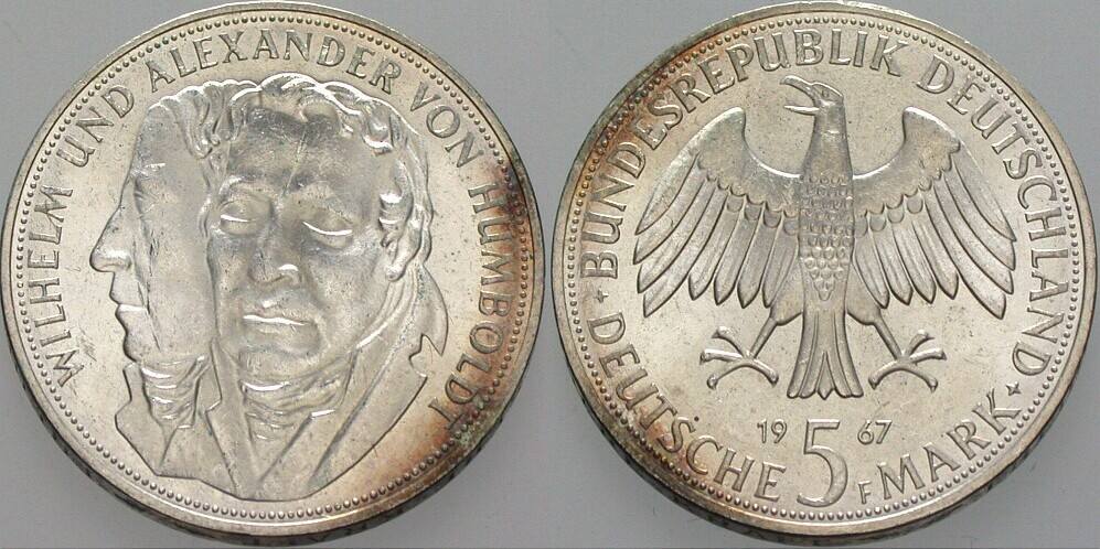 5 Deutsche Mark 1967 J. 395 Vorzüglich