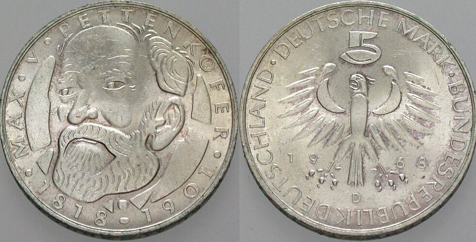 5 Deutsche Mark 1968 J. 398 Vorzüglich