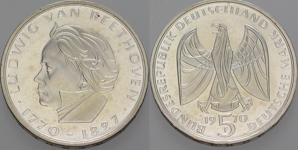 5 Deutsche Mark 1970 J. 408 Polierte Platte