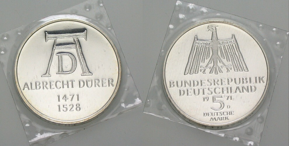 5 Deutsche Mark 1971 J. 410 Polierte Platte