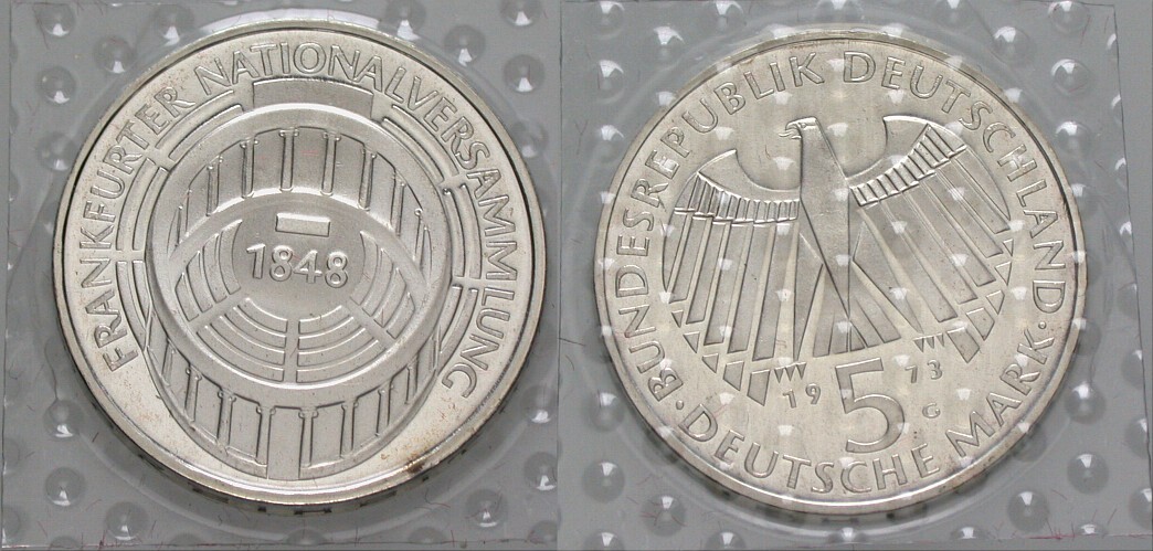5 Deutsche Mark 1973 J. 412 Polierte Platte
