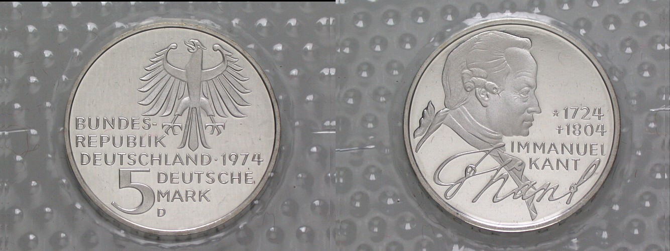 5 Deutsche Mark 1974 J. 414 Polierte Platte