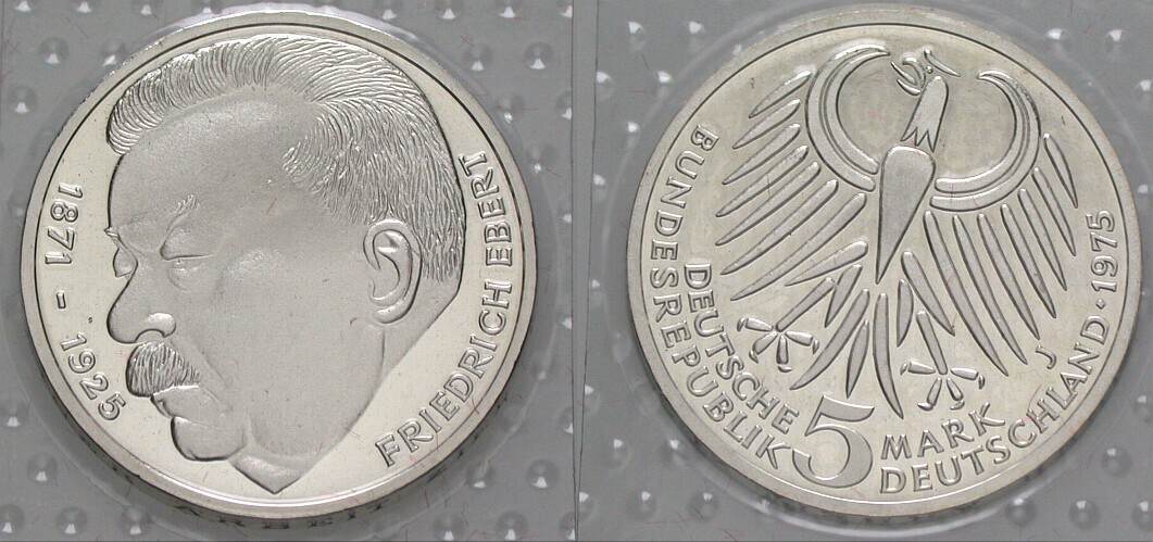 5 Deutsche Mark 1975 J. 416 Polierte Platte
