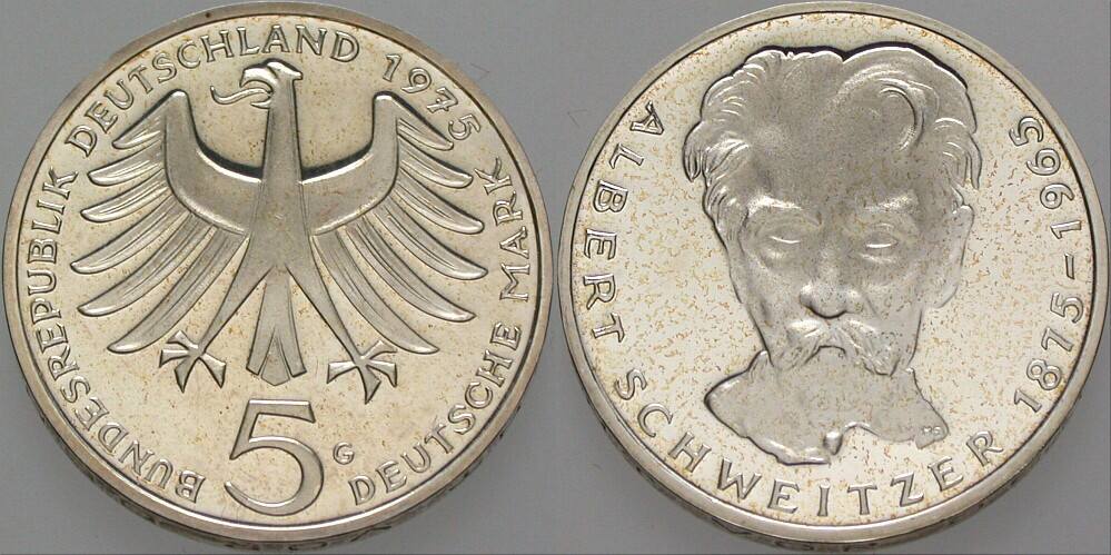 5 Deutsche Mark 1975 J. 418 Polierte Platte