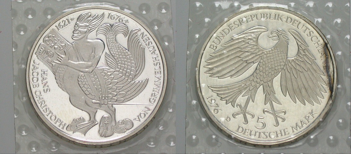 5 Deutsche Mark 1976 J. 419 Polierte Platte
