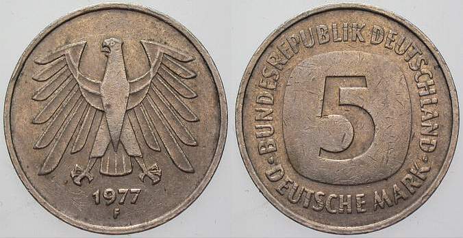 5 Deutsche Mark 1977 J. 415 Sehr schön