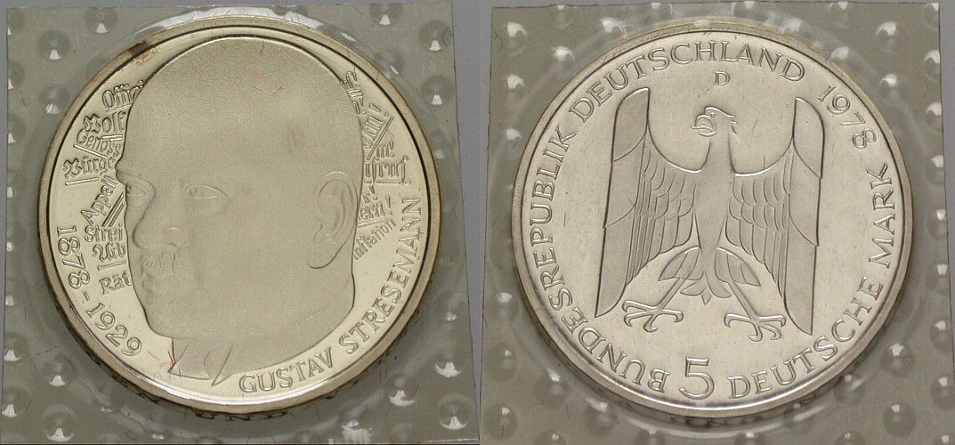 5 Deutsche Mark 1978 J. 422 Polierte Platte