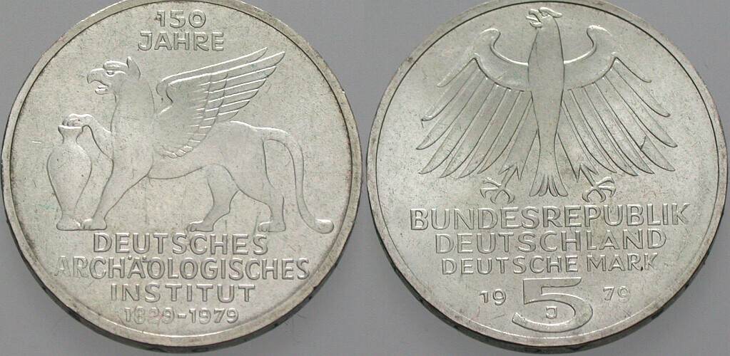 5 Deutsche Mark 1979 J. 425 Vorzüglich - Stempelglanz