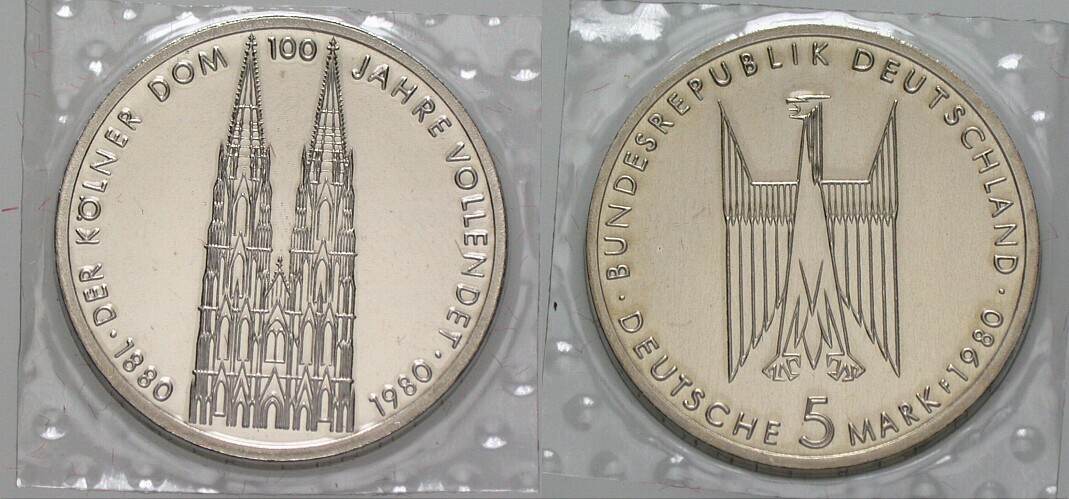 5 Deutsche Mark 1980 J. 428 Polierte Platte