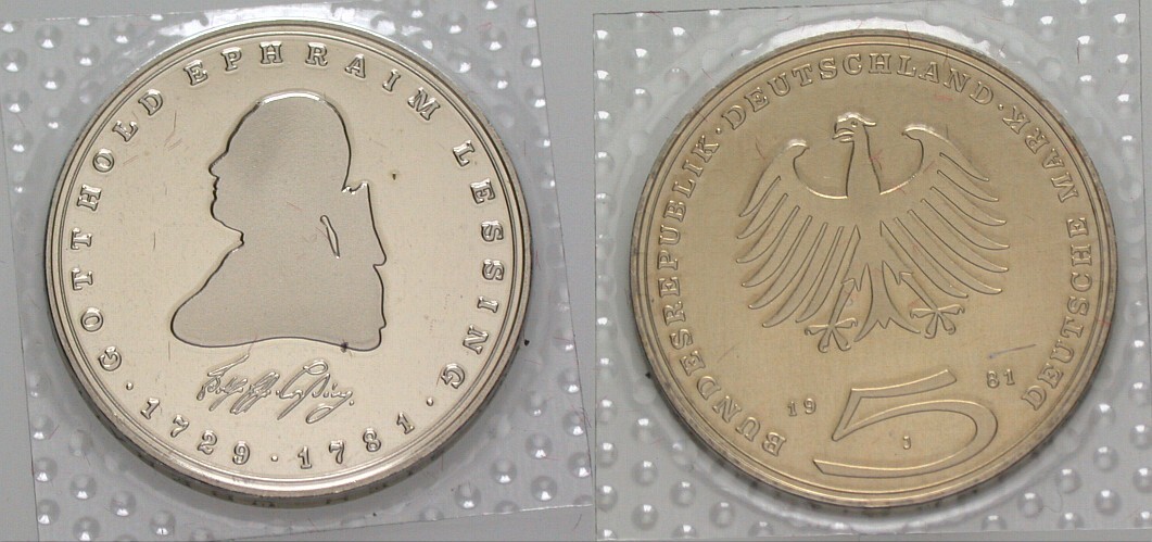 5 Deutsche Mark 1981 J. 429 Polierte Platte