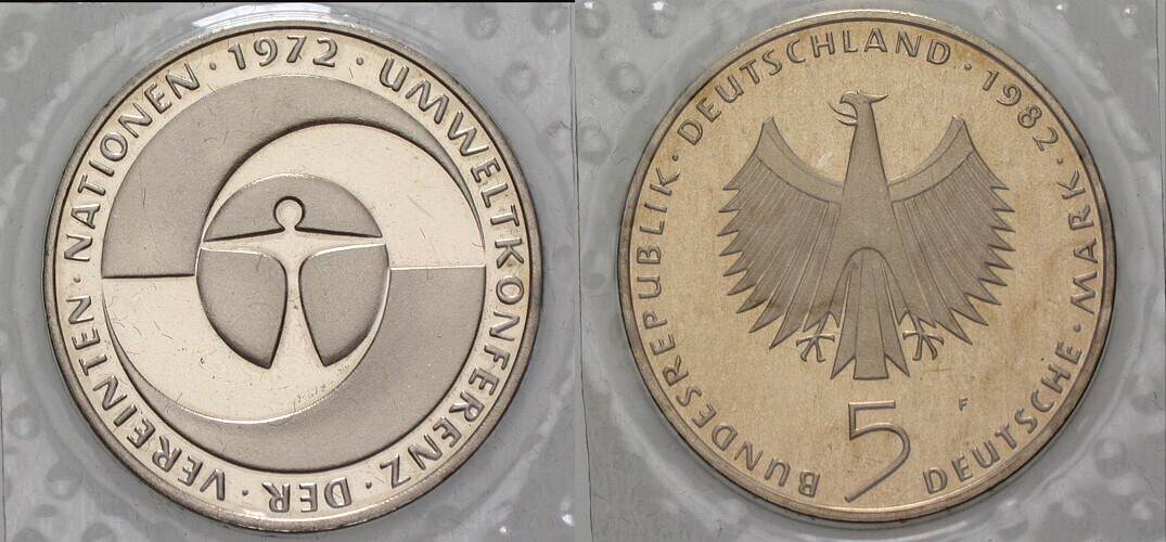5 Deutsche Mark 1982 J. 431 Polierte Platte
