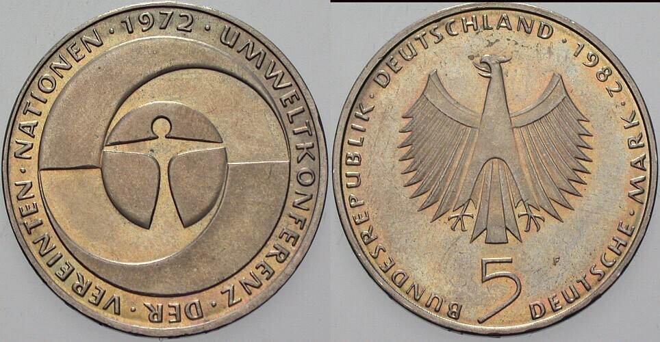 5 Deutsche Mark 1982 J. 431 Vorzüglich - Stempelglanz