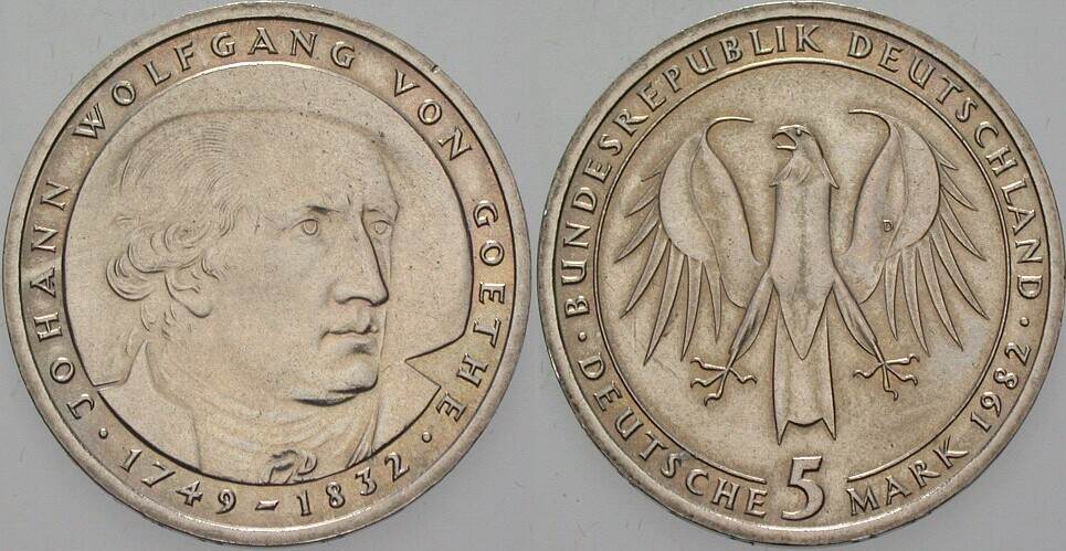 5 Deutsche Mark 1982 J. 432 Vorzüglich - Stempelglanz