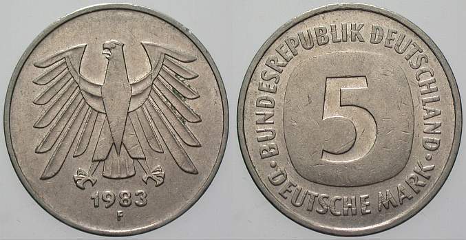 5 Deutsche Mark 1983 J. 415 Sehr schön