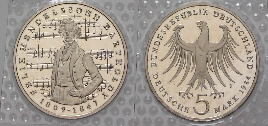5 Deutsche Mark 1984 J. 436 Polierte Platte