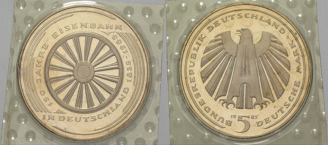 5 Deutsche Mark 1985 J. 438 Polierte Platte