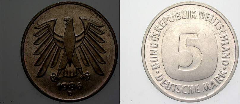 5 Deutsche Mark 1986 J. 415 Sehr schön