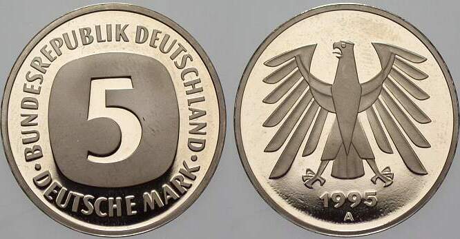 5 Deutsche Mark 1995 J. 415 Polierte Platte