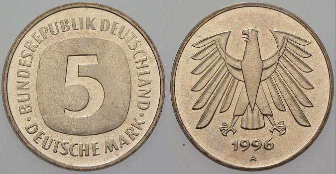 5 Deutsche Mark 1996 J. 415 Sehr schön