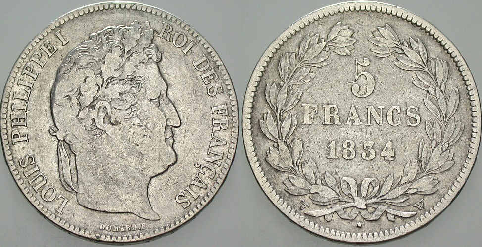 5 Franc 1834 Gadoury 678 Schön - sehr schön