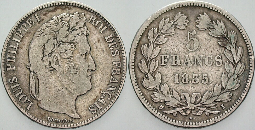 5 Francs 1835 Gadoury 678 Fast sehr schön