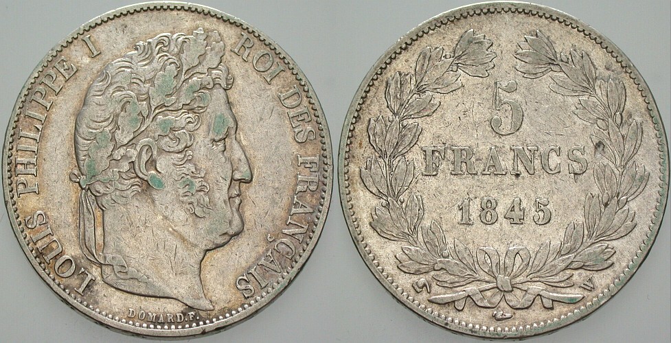 5 Francs 1845 Gadoury 678 a Sehr schön
