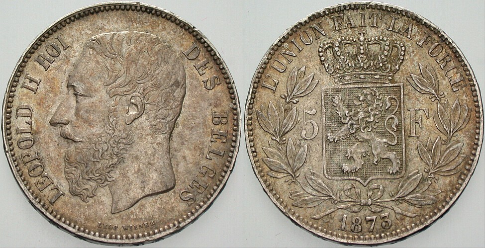 5 Francs 1873 KM. 24 Patina, fast vorzüglich