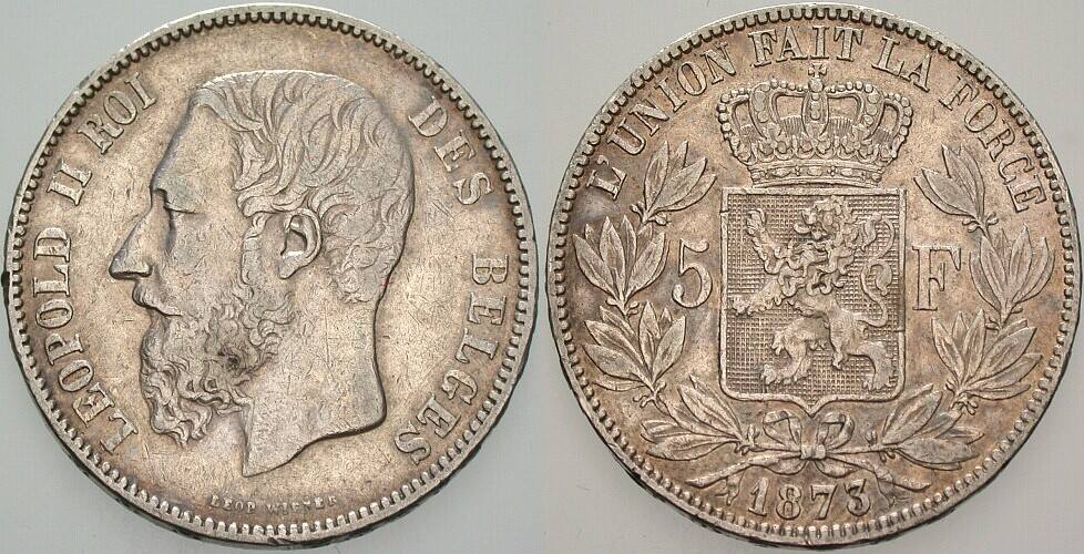 5 Francs 1873 KM. 24 Sehr schön