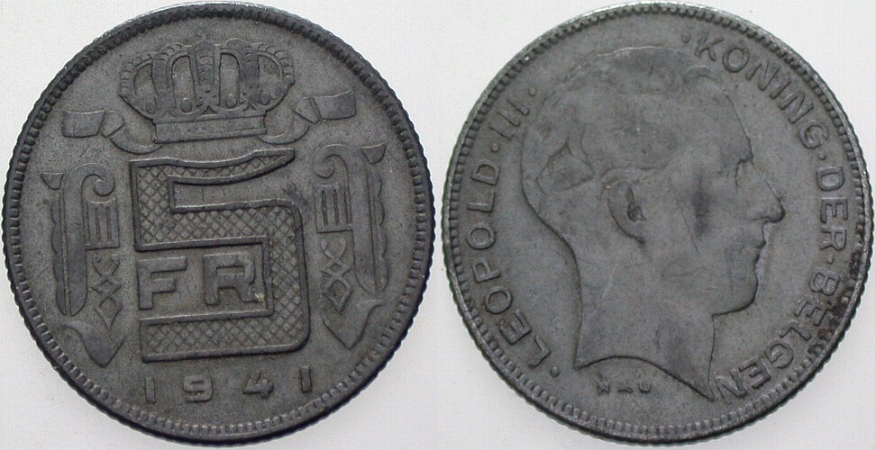 5 Francs 1941 KM. 130 Sehr schön - vorzüglich