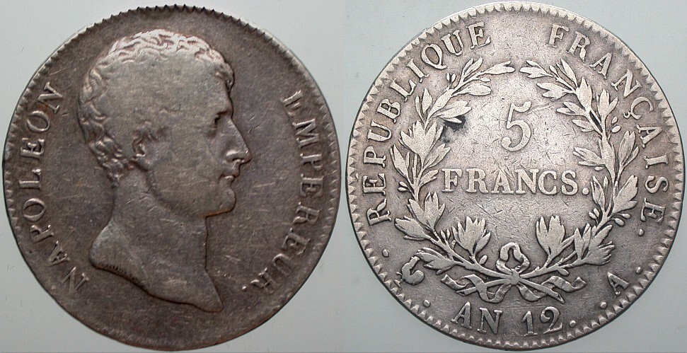 5 Francs An 12 Gadoury 579 Kl. Rdf., fast sehr schön