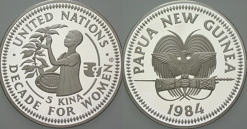 5 Kina 1984  Polierte Platte, verkapselt