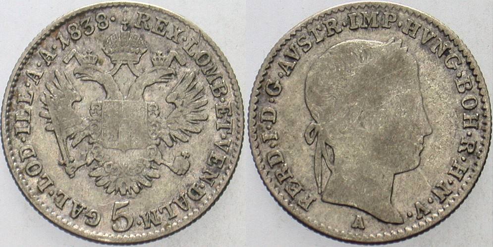 5 Kreuzer 1838 Fast sehr schön
