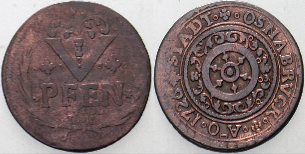 5 Kupferpfennig 1726 Kennepohl 478 Sehr schön