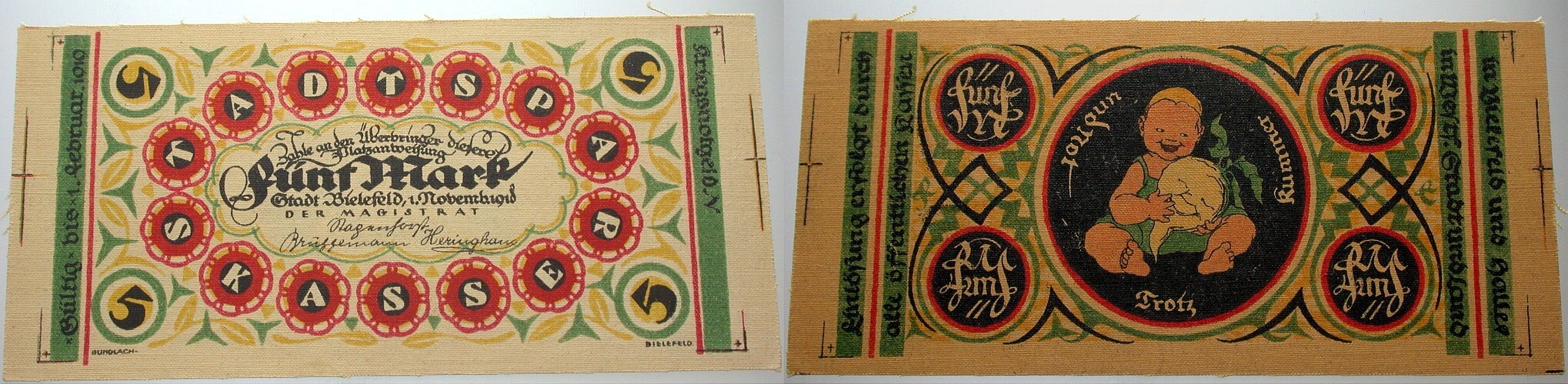 5 Mark 1.12.1918  - 1.2.1919 Grabowski P 6 Fast kassenfrisch