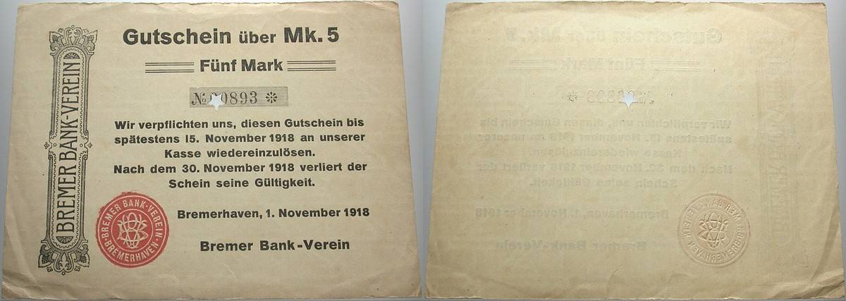 5 Mark 1.November 1918 Geiger 066.01 Gebraucht