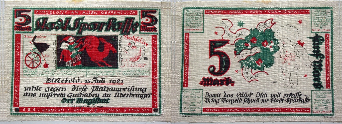 5 Mark 15.7.1921 Grabowski 16 Grasser/Pick 15 Kl. Fleck, sonst fast kassenfrisch