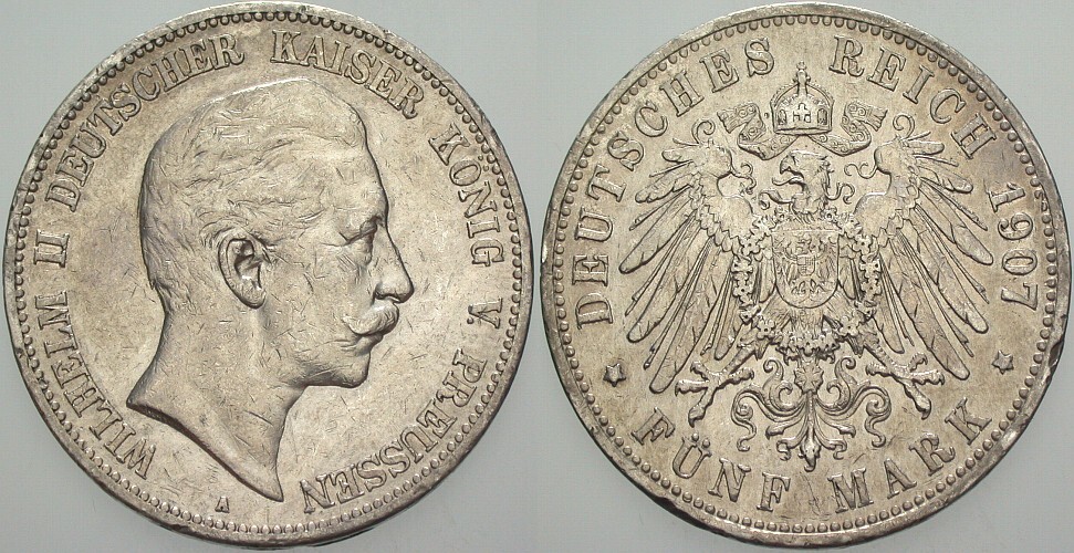 5 Mark 1907 J. 104 Vorzüglich