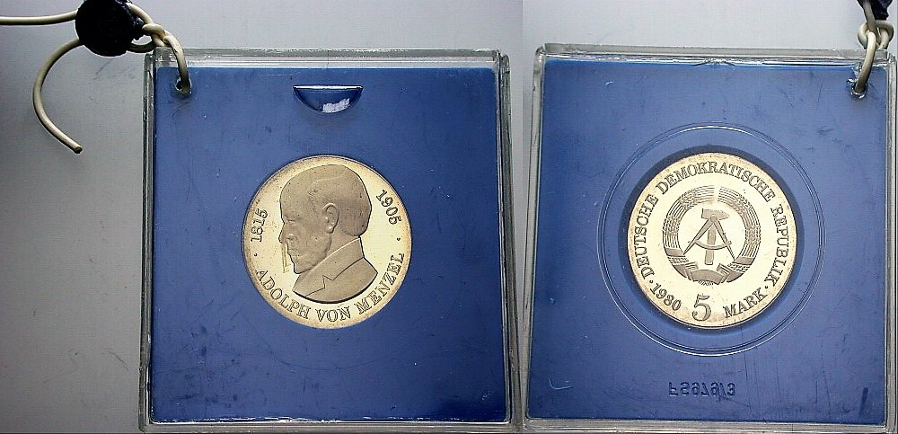 5 Mark 1980 J. 1576 Polierte Platte, verkapselt
