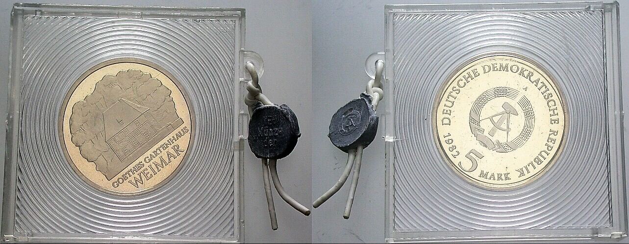 5 Mark 1982 J. 1585 Polierte Platte, verkapselt, leichte Patina