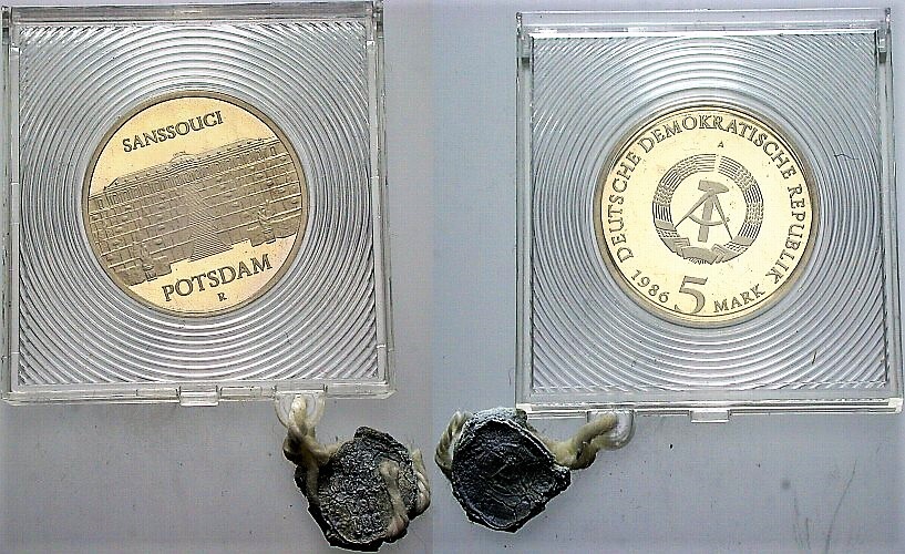 5 Mark 1986 J. 1609 Polierte Platte, Originalverblombung
