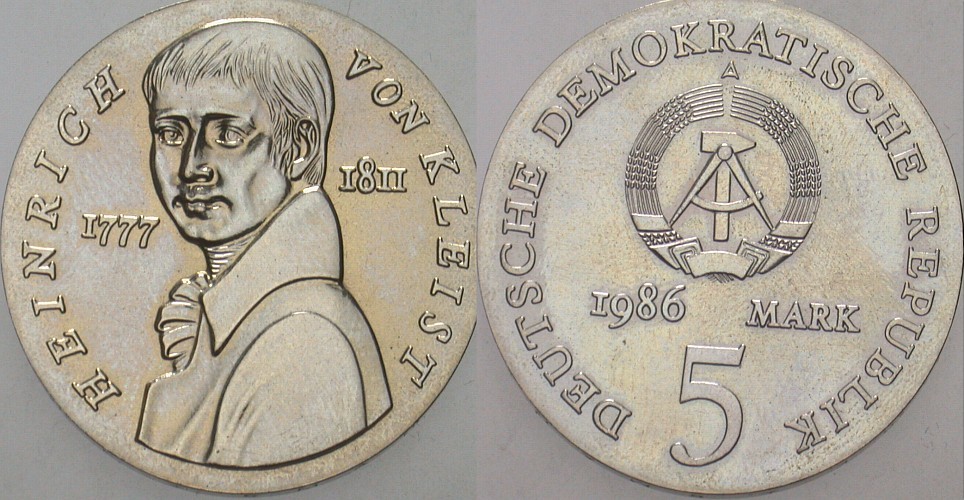 5 Mark 1986 J. 1611 Vorzüglich - Stempelglanz