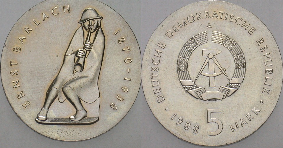 5 Mark 1988 J. 1620 Vorzüglich - Stempelglanz