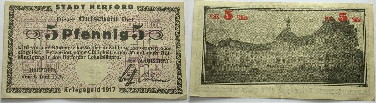 5 Pfennig 1.Juni 1917 Topp 441.01 Kassenfrisch