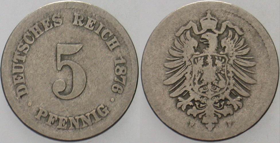 5 Pfennig 1876 J. 3 Schön